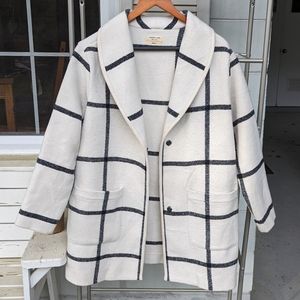 Marine Layer Liverpool windowpane shawl collar coat size small